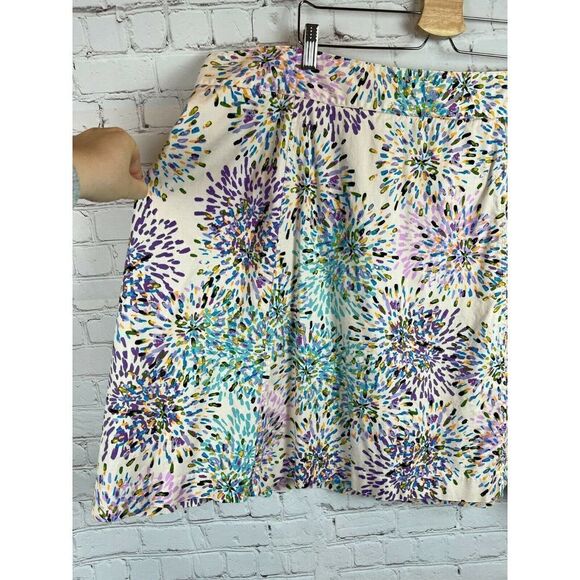 LANE BRYANT white cream multicolor cotton stretch twill pencil skirt size 28 - Picture 3 of 7